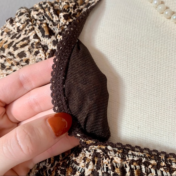 Vintage East 5th Y2K Leopard Print Textured Blouse Top Size L - Picture 6 of 10